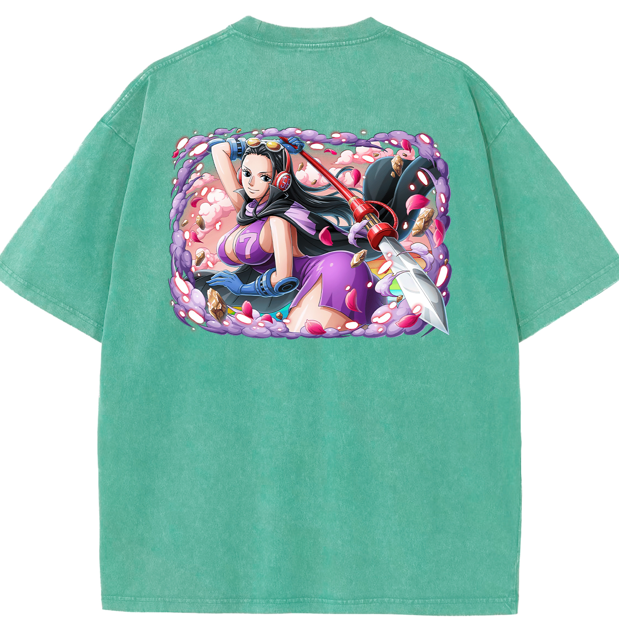ワンピース ニコ・ロビン ONE PIECE Nico Robin 綿100% ヴィンテージ風 半袖Tシャツ（背面プリント）